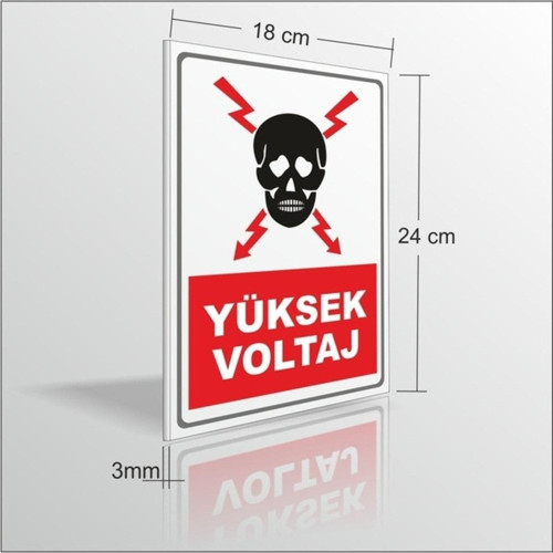 Yüksek Voltaj Ikaz Ve Uyarı Levhası 18 x 24 cm 3 mm Suya Dayanıklı