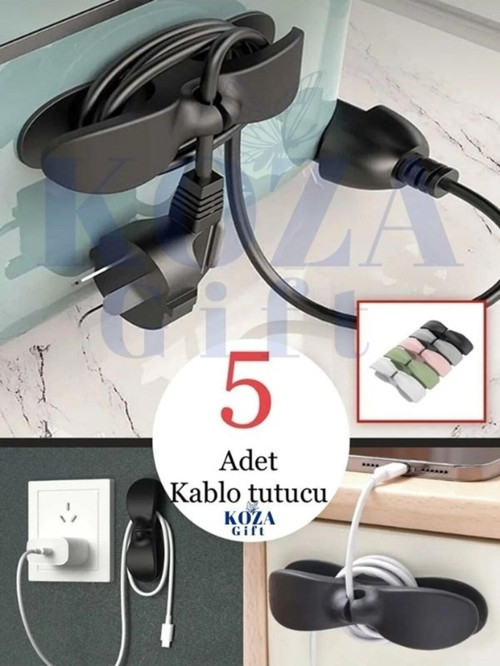 Keyfi Sepet 5 Adet Yapışkanlı Airfryer Kablo Sabitleyici Düzenleyici Çok Amaçlı Kablo Tutucu Kablo Toparlayıcı