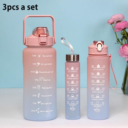 Canderel Motivasyonel 3 lü Set Su Matarası 2 lt+900 ml+600 ml Tritan Spor Salonu Suluk