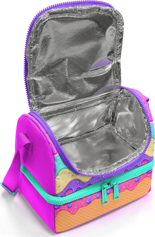 Coral High Kids Pembe Rengarenk Dondurma Desenli Thermo İki Katlı Beslenme Çantası 37211 3