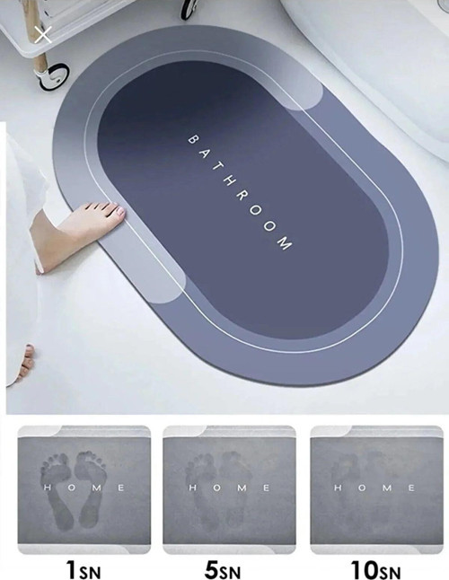 Kitchen Time Sihirli Su Emici Banyo Paspası Kaymaz Tabanlı Abdest Paspası 3,5 Mm 40x60