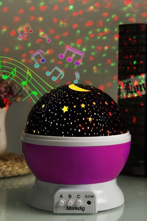 Patladı Gitti Mor Renkli ve Dönen Star Master Projeksiyon Gece Lambası