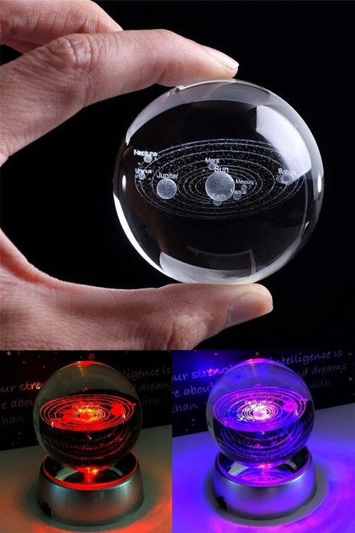 Patladı Gitti Samanyolu Güneş Sistemi Işıklı Cam Küre Işıklı Kristal Top 6 cm