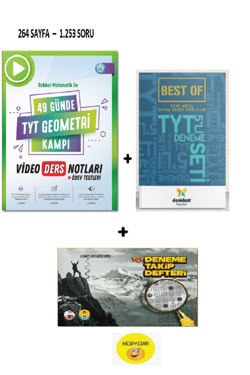 Rehber Matematik 49 Günde TYT Geometri Video Ders Notları + TYT 5'li Best Of Deneme (Deneme Takip Defteri Hediyeli)