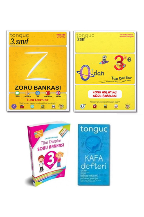 Tonguç Akademi 3. Sınıf Tüm Dersler Zoru Bankası ve 0'dan 3'e Konu Anlatımlı Soru Bankası Set-Tüm Dersler S.B 2024