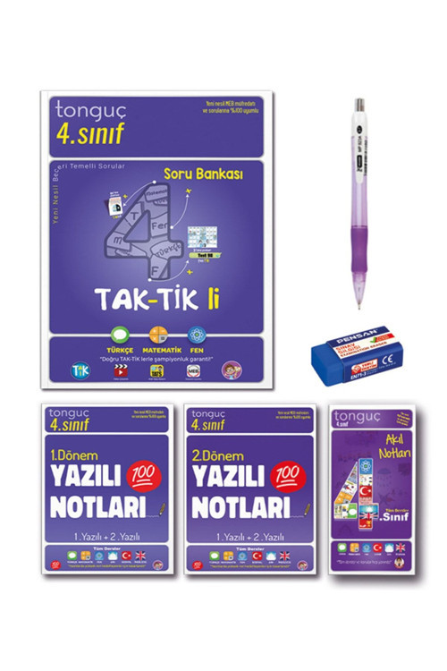 Tonguç Akademi 4. Sınıf Taktikli Soru Bankası Tüm Dersler Akıl Notları 1. ve 2. Dönem Yazılı Notları Set 4 Kitap