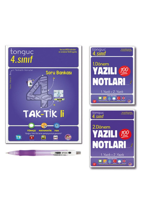 Tonguç Akademi 4. Sınıf Taktikli Soru Bankası Tüm Dersler Yazılı Notları 1. ve 2. Dönem Set 3 Kitap