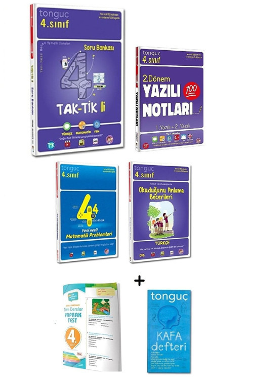 Tonguç Akademi 4. Sınıf Tüm Dersler Taktikli Soru Bankası 2. Dönem Yazılı Notları Dört Dörtlük Matematik Okuduğunu