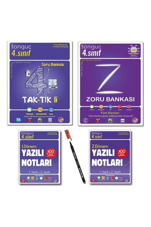 Tonguç Akademi 4. Sınıf Zoru Bankası Tüm Dersler Taktikli Soru Bankası 1. ve 2. Dönem Yazılı Notları Set 4 Kitap