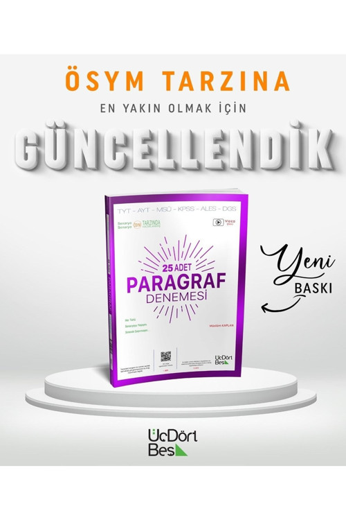 Üç Dört Beş Yayınları Tyt Paragraf 345 25'li Deneme 2023 Model