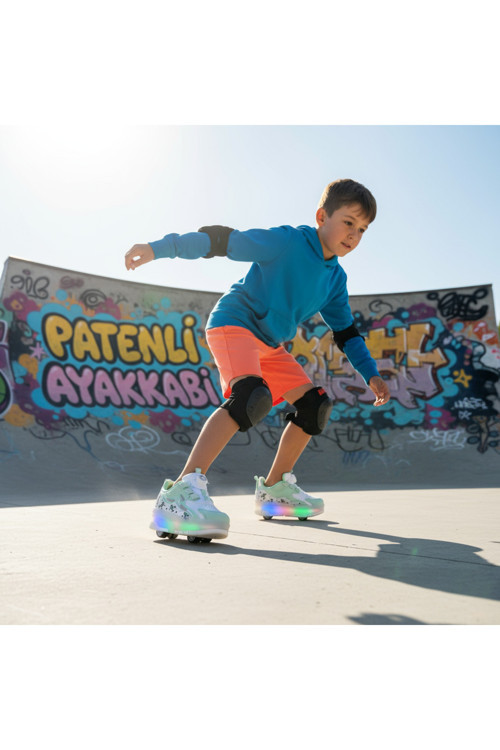 Çocuk Işıklı Paten Ayakkabı -Tekerli Led'Li Spor Ayakkabı - Kız Çocuk/Erkek Çocuk Patenli Ayakkabı