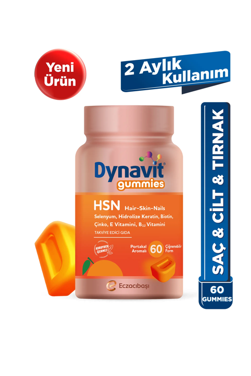 Gummies HSN Hair Skin Nails 60 Çiğnenebilir Form - Hidrolize Keratin, Biotin - Saç&Cilt&Tırnak