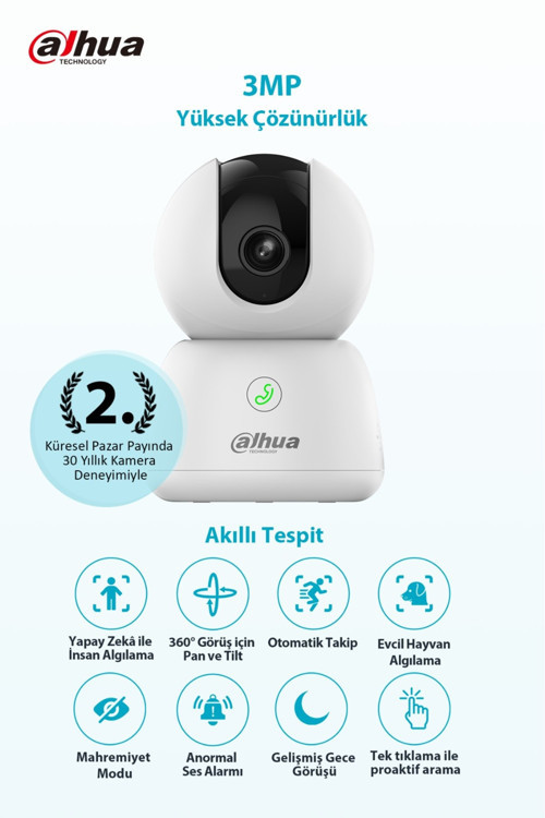 Hero B1 Akıllı Kamera - 2K Yapay Zeka Takip Gece Görüşü 360 Wifi Kamera (Dahua Türkiye Garantili)