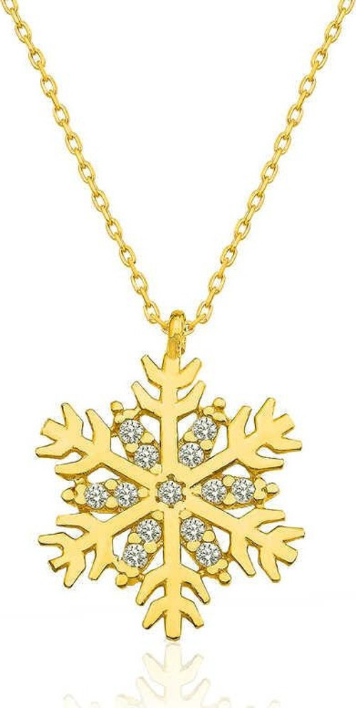 925 Ayar Gümüş Gold Kar Tanesi Kadın Gümüş Kolye
