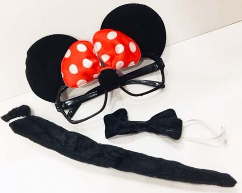 Parti Malzemeleri Minnie Mouse Gözlüğü Papyonu Kuyruğu Seti