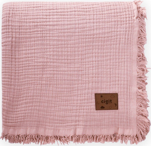 Müslin Dört Kat Yatak Örtüsü 200X220 Cm Pudra Pembe