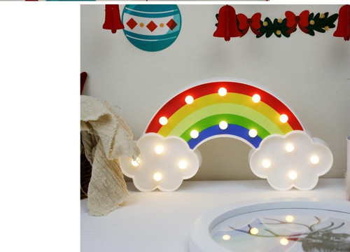 Gökkuşağı Ve Bulut Neon Lamba Renkli 30 x 16