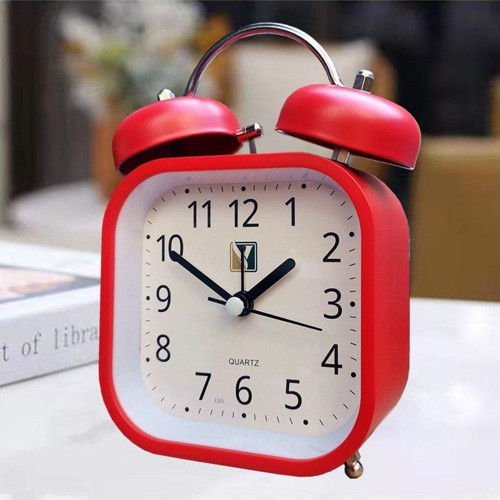 Kare Alarmlı Işıklı Masa Saati Kırmızı 15 x 11