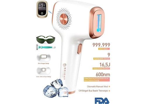 Bright BE-9030 Buz Lazer Ipl Epilasyon 999.999 Atım Otomatik/manuel Mod Ağrısız Vücut Yüz Cihazı