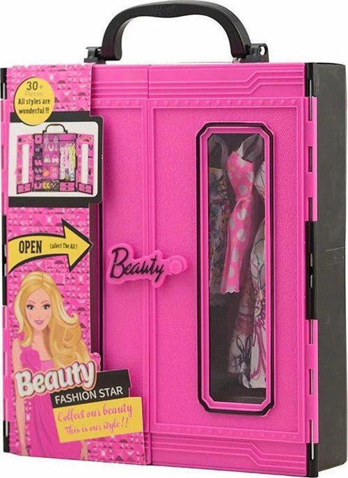 Pembe Gardrop Beauty Fashion Çantalı Giysi Dolabı 30+ Kıyafet Ayakkabı