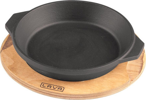 Döküm Yuvarlak Servis Tabağı ve Ahşap altlığı. Çap(Ø)16cm.