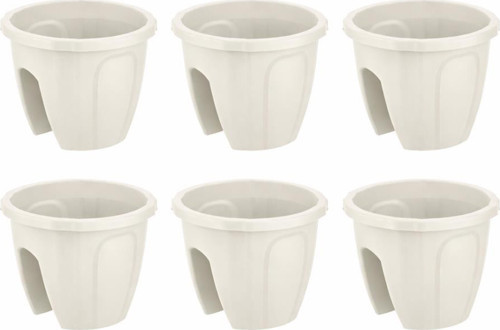 SY-5712 Opal Yuvarlak Balkon Küpeşte Saksı 7.5 Lt Kirli Beyaz 6 Adet