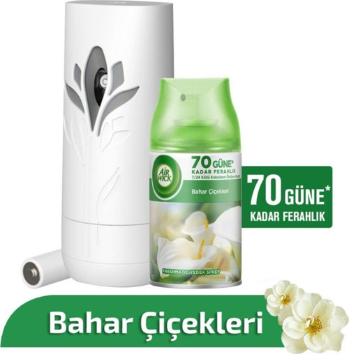 Oda Kokusu Otomatik Sprey Makine + Yedek 250 Ml Bahar Çiçekleri 70 Güne Kadar Etkili