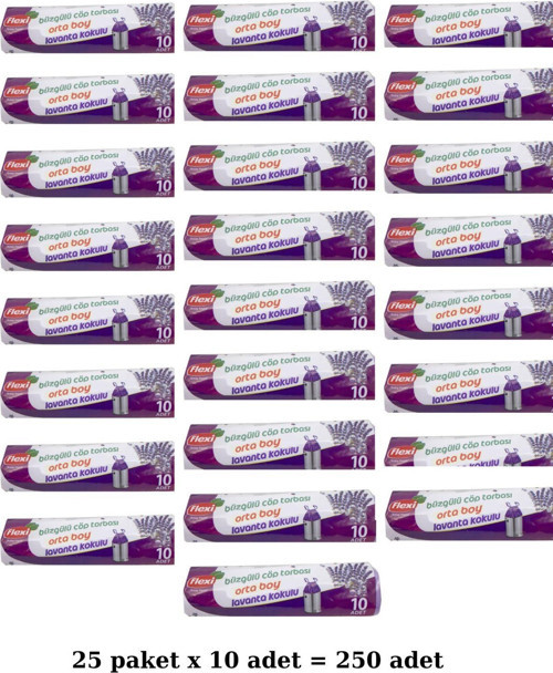 büzgülü çöp torbası lavanta kokulu orta boy 25 paket 1 koli