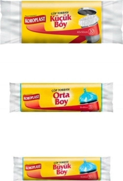 Büyük Orta Küçük Boy Çöp Torbası Toplam 55 Adet Güçlü Çöp Torbası