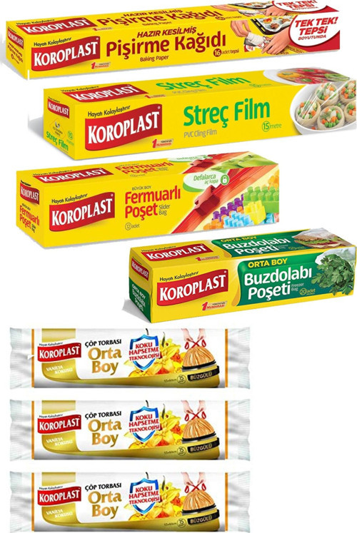 Çılgın Paket Buzdolabı Poşeti+pişirme Kağıdı+streç Film+fermuarlı Poşet+çöp Poşeti X3