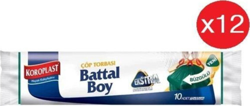 Ekstra Güçlü Büzgülü Battal Çöp Torba 10'lu X 12 Paket