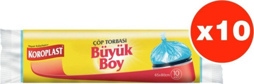 Güçlü Büyük Boy 10lu Çöp Torbası X 10 Paket (65*80 Cm)