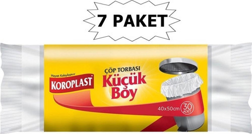 Küçük Boy Çöp Torbası 7 Paket 210 Adet 40x50 Cm Ebatında Güçlü Çöp Torbası 30'lu X 7 Paket