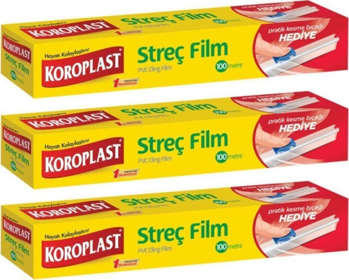 Streç Film 100 Metre Kesme Bıçağı Hediyeli - 3'lü