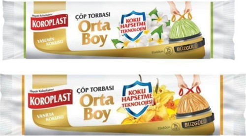 Vanilya Kokulu Büzgülü Orta Boy Çöp Torbası + Yasemin Kokulu Büzgülü Orta Boy