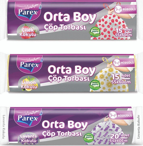 Büzgülü Çilek Limon Lavanta Kokulu Orta Boy Çöp Torbası