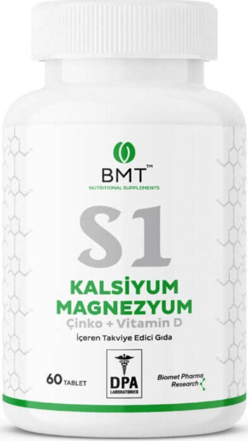 S1 Kalsiyum, Magnezyum, Çinko Ve Vitamin D 60 Tablet Gıda Takviyesi Kemik Sağlığı (Cal,Mag,Zn,Vitd)