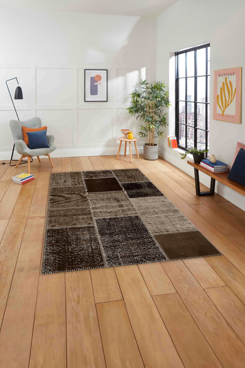 Baskılı Patchwork Etnik Görünümlü Yıkanabilir Kaymaz Taban Yolluk Mutfak Salon Halısı