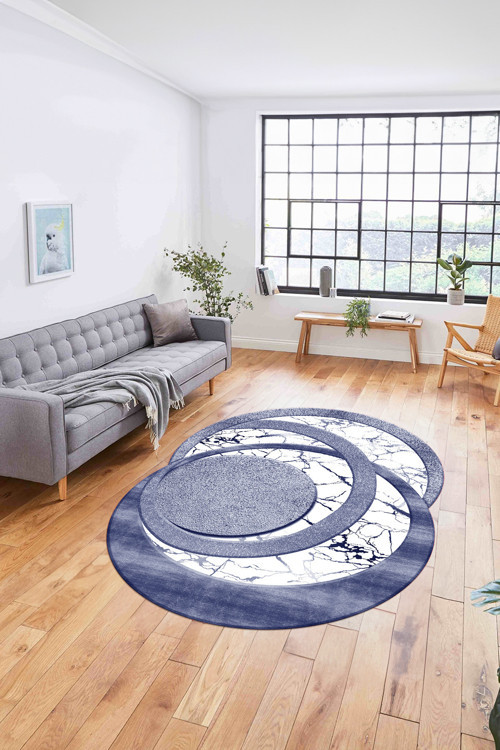 Dijital Lazer Kesim Daire Desen Yıkanabilir Kaymaz Taban Yolluk Mutfak Salon Halısı