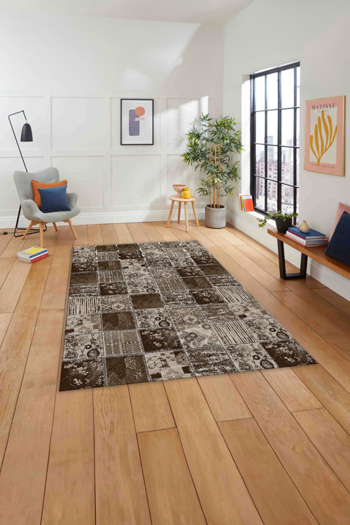 Baskılı Patchwork Klasik Motif Yıkanabilir Kaymaz Taban Yolluk Mutfak Salon Halısı