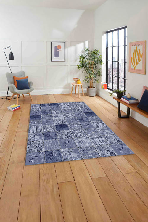 Baskılı Patchwork Klasik Motif Yıkanabilir Kaymaz Taban Yolluk Mutfak Salon Halısı