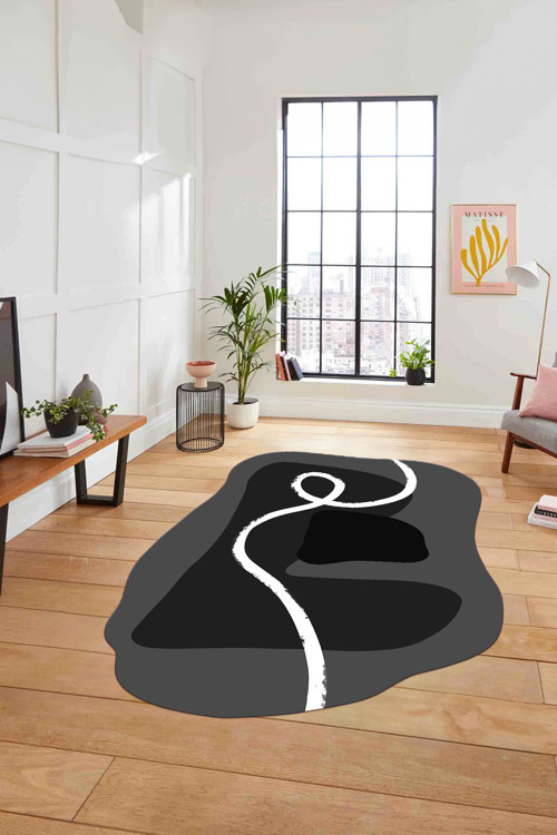 Dijital Lazer Kesim Sade Modern Yıkanabilir Kaymaz Taban Yolluk Mutfak Salon Halısı