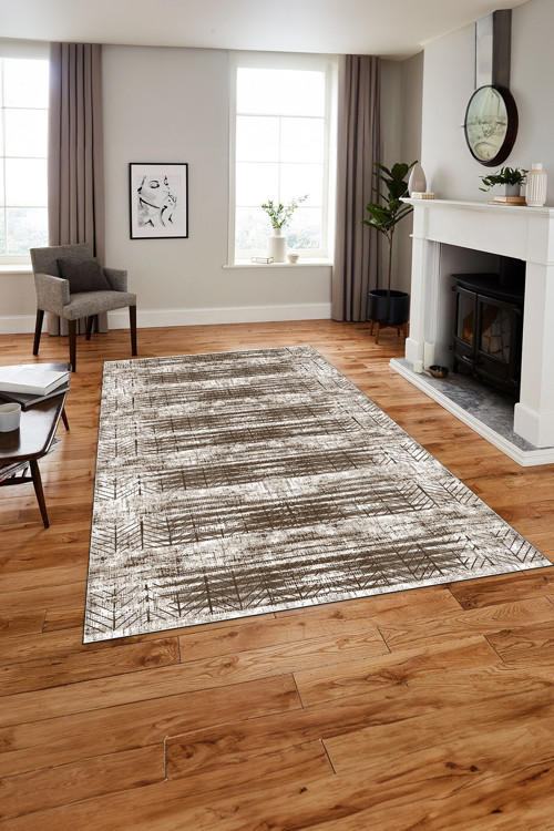 Baskılı Modern Zigzag Modelli Yıkanabilir Kaymaz Taban Yolluk Mutfak Salon Halısı