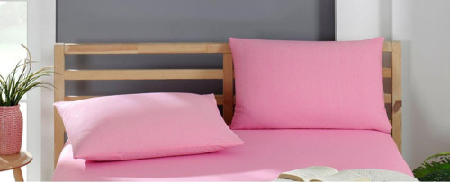 2 Adet Pamuklu Yastık Kılıfı 50 X 70 Cm Pembe Pembe
