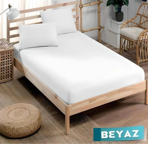 Pamuklu Ranforce Kumaş Lastikli Fitted Yastıklı Çarşaf Seti (battal Boy) Beyaz Beyaz
