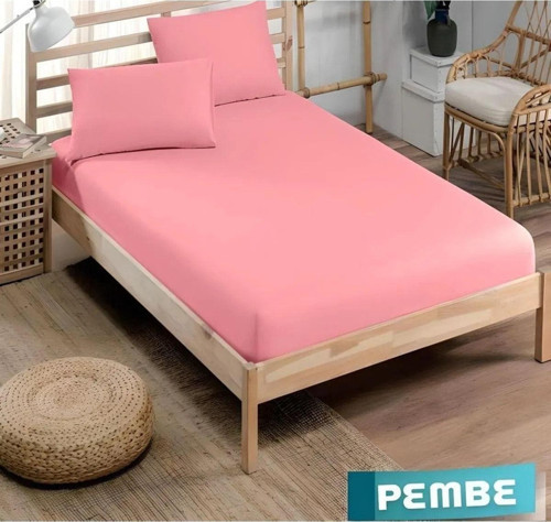 Pamuklu Ranforce Kumaş Lastikli Fitted Yastıklı Çarşaf Seti (battal Boy) Pembe Pembe