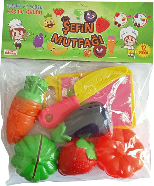 12 Parça Meyve Sebze Kesme Oyun Seti Oyuncak Mutfak Aletleri