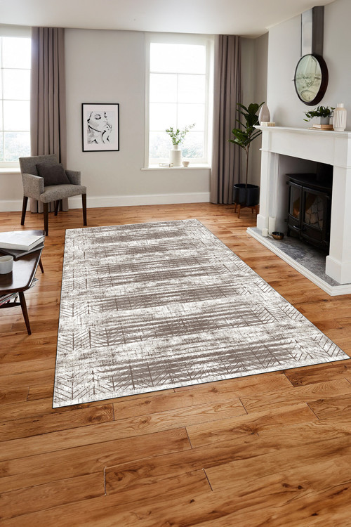 Baskılı Modern Zigzag Modelli Yıkanabilir Kaymaz Taban Yolluk Mutfak Salon Halısı