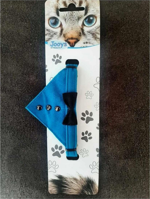 Kadife Zilli Fularlı Kedi Boyun Tasması Siyah