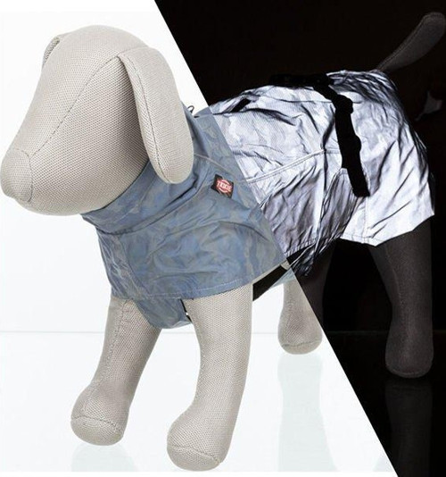 Köpek Yağmurluğu Fosforlu Reflektiv XS 25cm Gümüş Mavi